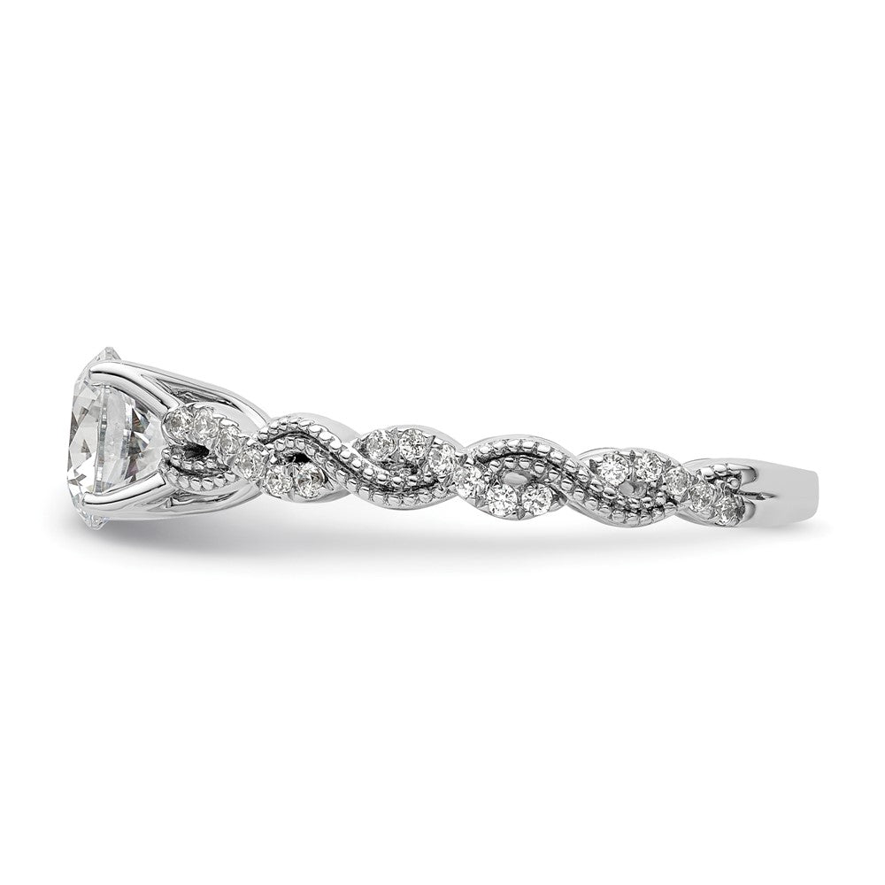 14k White Gold 1/5 carat Lab Grown Diamond VS/SI+ G+ 1 carat Center Round Semi Mount Engagement Ring