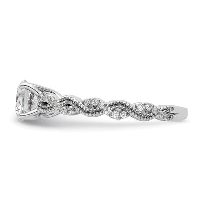 14k White Gold 1/5 carat Lab Grown Diamond VS/SI+ G+ 1 carat Center Round Semi Mount Engagement Ring