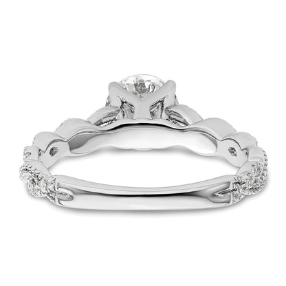 14k White Gold 1/5 carat Lab Grown Diamond VS/SI+ G+ 1 carat Center Round Semi Mount Engagement Ring