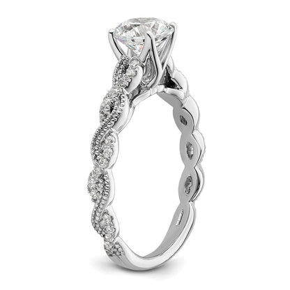 14k White Gold 1/5 carat Lab Grown Diamond VS/SI+ G+ 1 carat Center Round Semi Mount Engagement Ring