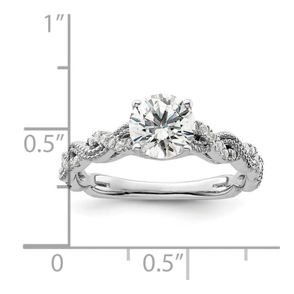 14k White Gold 1/5 carat Lab Grown Diamond VS/SI+ G+ 1 carat Center Round Semi Mount Engagement Ring