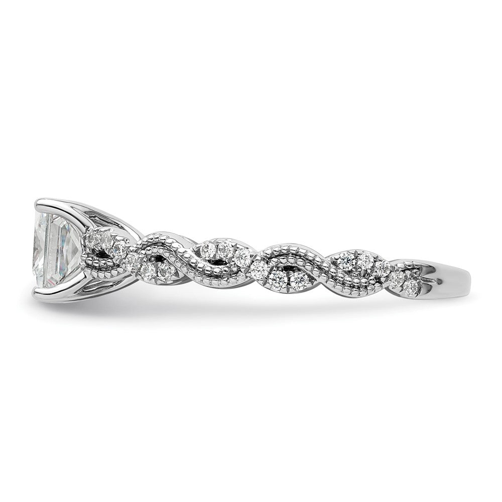 14k White Gold 1/5 carat Lab Grown Diamond VS/SI+ G+ 1 carat Center Princess Semi Mount Engagement Ring