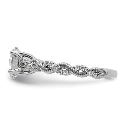 14k White Gold 1/5 carat Lab Grown Diamond VS/SI+ G+ 1 carat Center Oval Semi Mount Engagement Ring