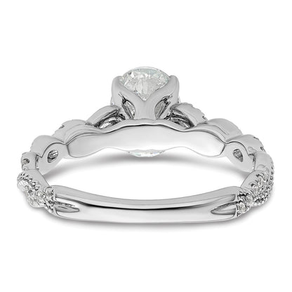 14k White Gold 1/5 carat Lab Grown Diamond VS/SI+ G+ 1 carat Center Oval Semi Mount Engagement Ring
