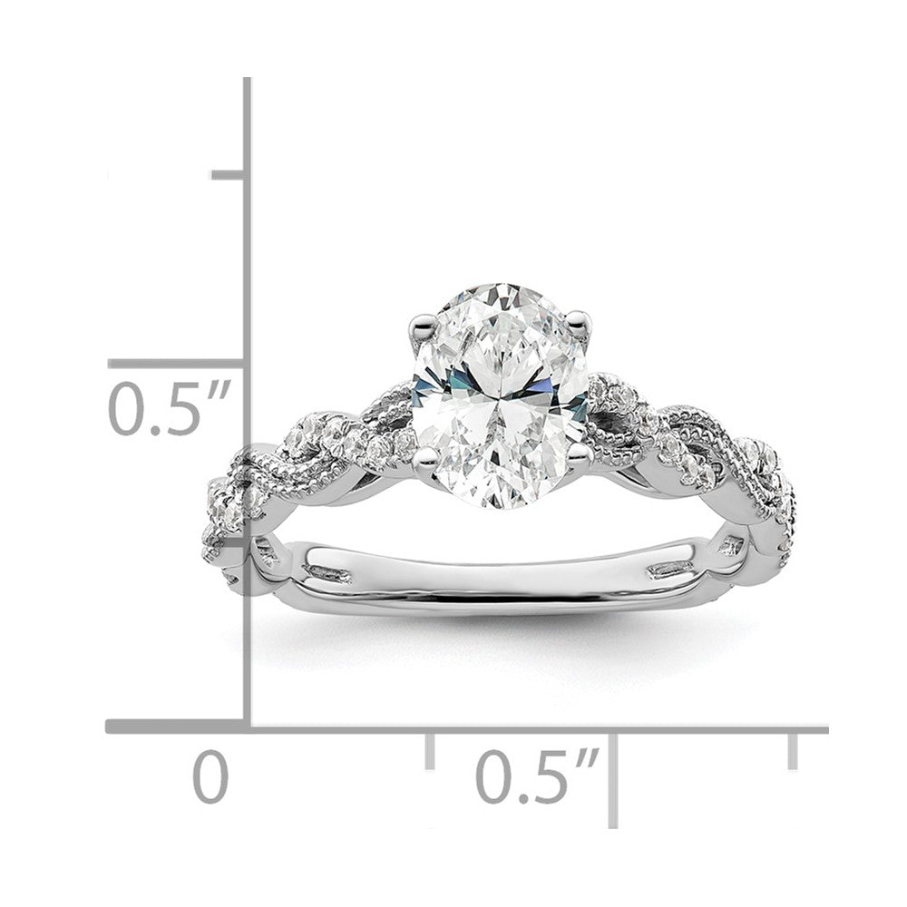 14k White Gold 1/5 carat Lab Grown Diamond VS/SI+ G+ 1 carat Center Oval Semi Mount Engagement Ring