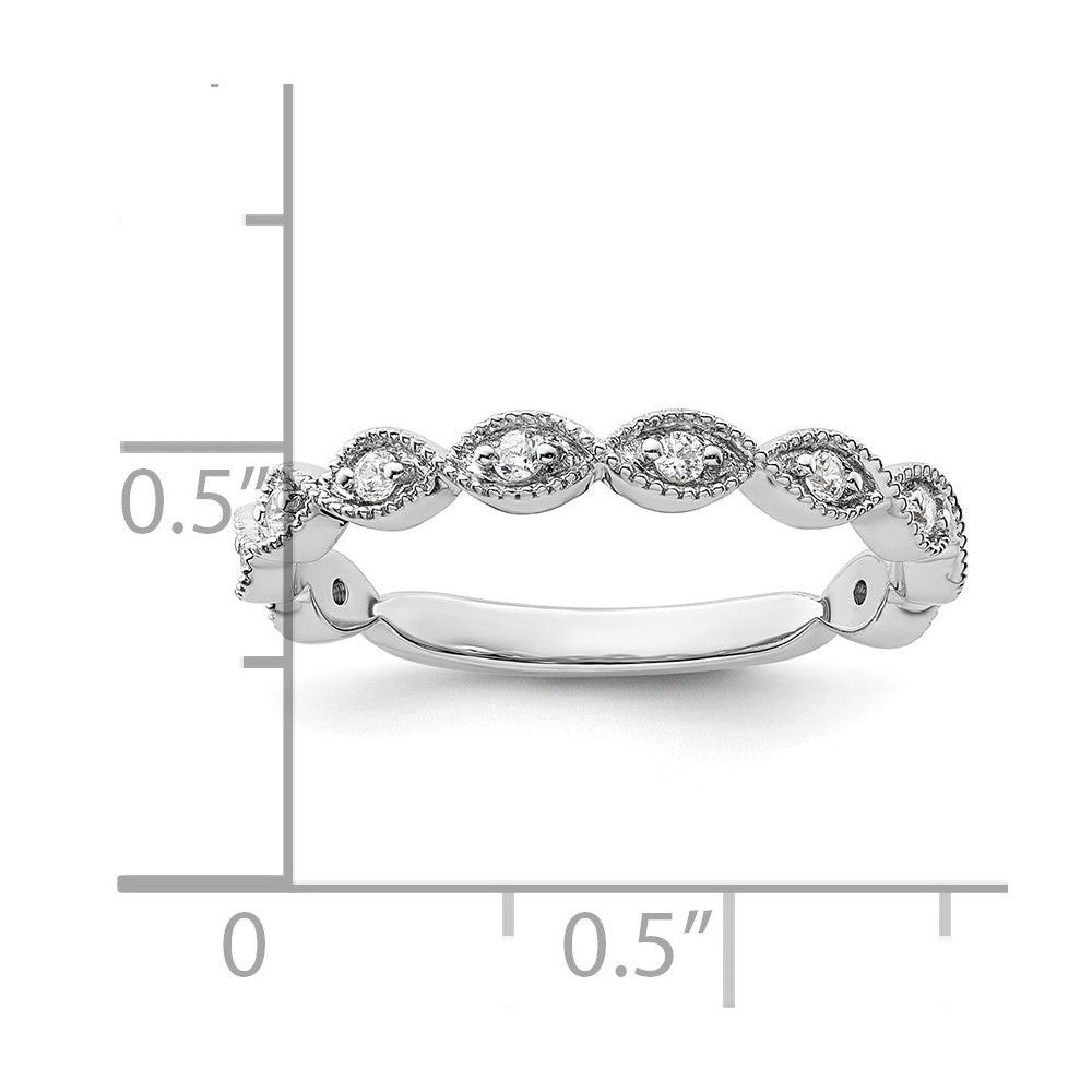 14k White Gold 1/6 carat Lab Grown Diamond VS/SI+ G+ Complete Wedding Band