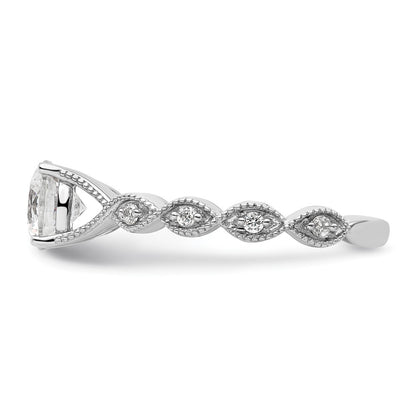 14k White Gold 1/8 carat Lab Grown Diamond VS/SI+ G+ 1 carat Center Round Semi Mount Engagement Ring