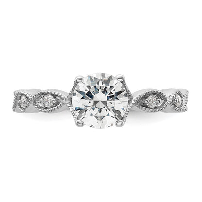 14k White Gold 1/8 carat Lab Grown Diamond VS/SI+ G+ 1 carat Center Round Semi Mount Engagement Ring