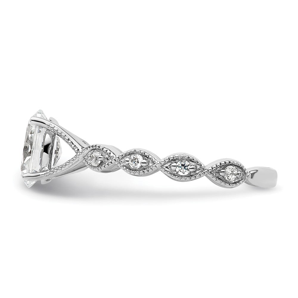 14k White Gold 1/8 carat Lab Grown Diamond VS/SI+ G+ 1 carat Center Oval Semi Mount Engagement Ring