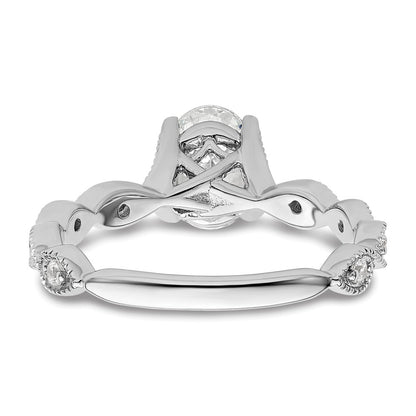 14k White Gold 1/8 carat Lab Grown Diamond VS/SI+ G+ 1 carat Center Oval Semi Mount Engagement Ring
