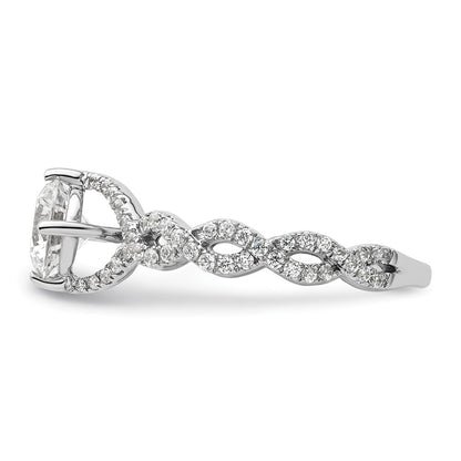 14k White Gold 1/2 carat Lab Grown Diamond VS/SI+ G+ 1 carat Center Round Semi Mount Engagement Ring
