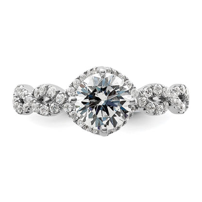 14k White Gold 1/2 carat Lab Grown Diamond VS/SI+ G+ 1 carat Center Round Semi Mount Engagement Ring