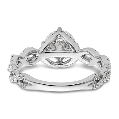 14k White Gold 1/2 carat Lab Grown Diamond VS/SI+ G+ 1 carat Center Round Semi Mount Engagement Ring