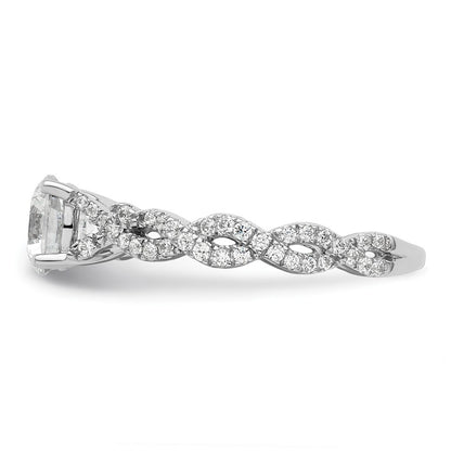 14k White Gold 3/8 carat Lab Grown Diamond VS/SI+ G+ 1 carat Center Semi Mount Engagement Ring