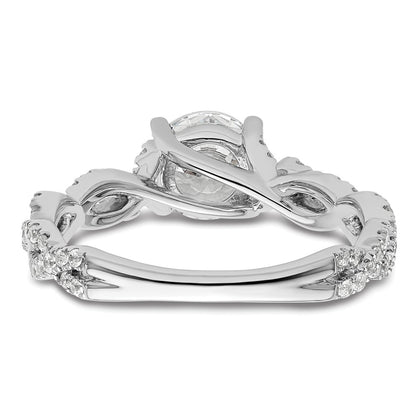 14k White Gold 3/8 carat Lab Grown Diamond VS/SI+ G+ 1 carat Center Semi Mount Engagement Ring