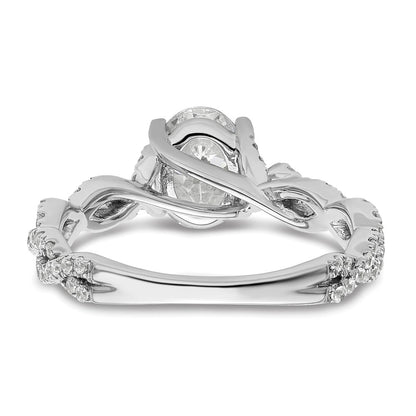 14k White Gold 3/8 carat Lab Grown Diamond VS/SI+ G+ 1 carat Center Oval Semi Mount Engagement Ring