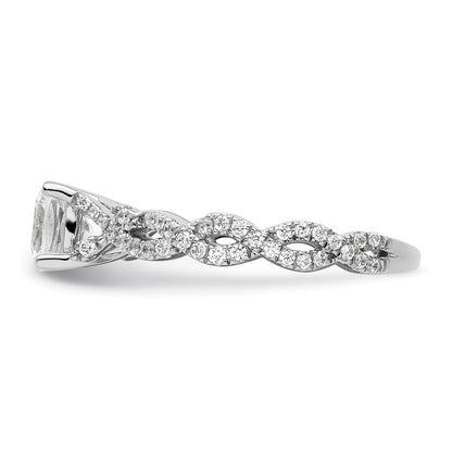 14k White Gold 3/8 carat Lab Grown Diamond VS/SI+ G+ 1 carat Center Cushion Semi Mount Engagement Ring