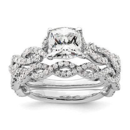 14k White Gold 3/8 carat Lab Grown Diamond VS/SI+ G+ 1 carat Center Cushion Semi Mount Engagement Ring