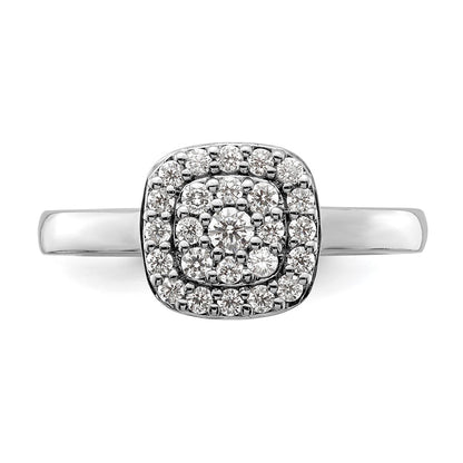 14k White Gold 3/8 carat Lab Grown Diamond VS/SI+ G+ Complete Square Halo Ring