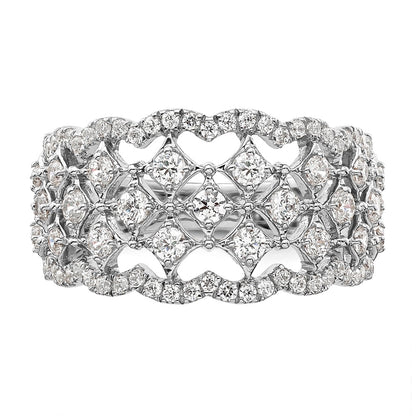 14k White Gold 1 carat Lab Grown Diamond VS/SI+ G+ Complete Fashion Ring