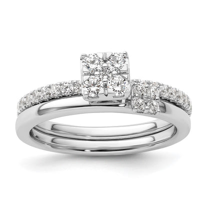 Two Promises 14k White Gold 1/2 carat Lab Grown Diamond VS/SI+ G+ Complete Cluster Engagement Ring