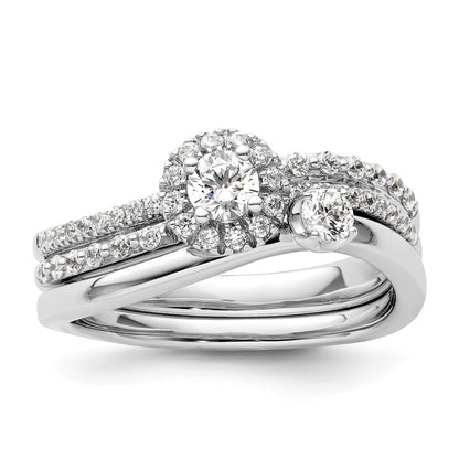 Two Promises 14k White Gold 1/2 carat Lab Grown Diamond VS/SI+ G+ Complete Halo Engagement Ring