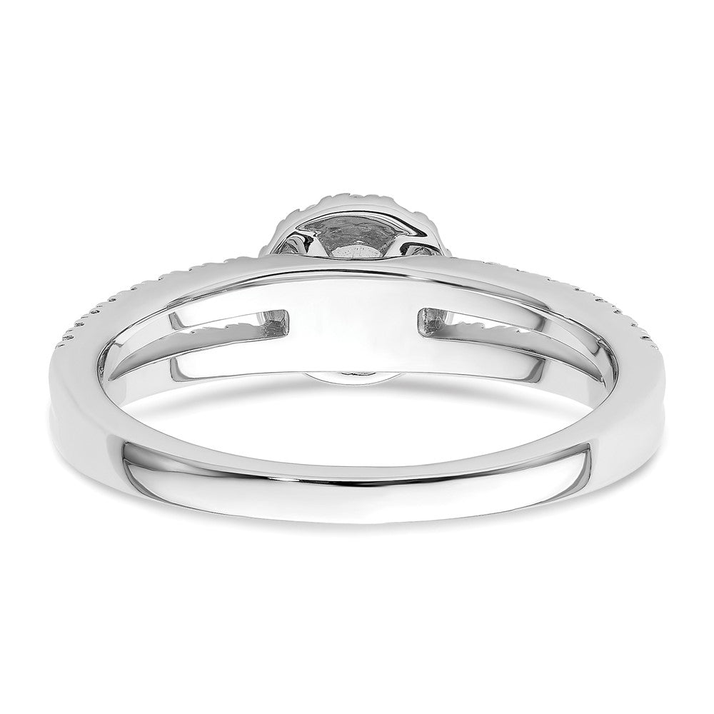 14k White Gold (Holds 1 carat (6.40 mm) Round) Half-Bezel with 1/20 carat Diamond Semi-Mount Engagement Ring