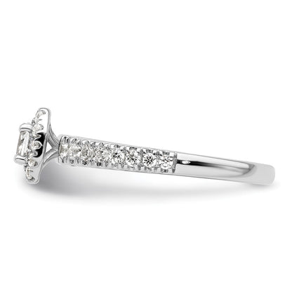 Two Promises 14k White Gold 5/8 carat Lab Grown Diamond VS/SI+ G+ Complete Petite Halo Engagement Ring