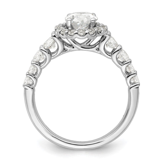 14k White Gold 7/8 carat Lab Grown Diamond VS/SI+ G+ 1 carat Center Oval Semi Mount Engagement Ring