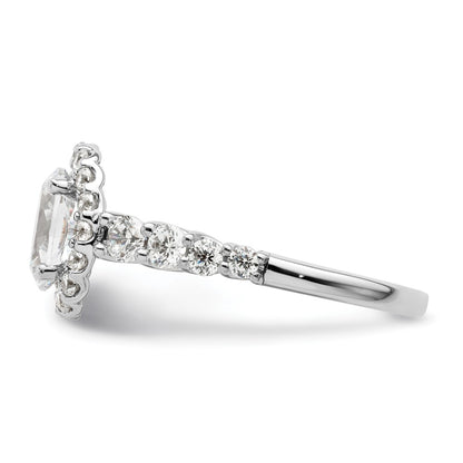 14k White Gold 7/8 carat Lab Grown Diamond VS/SI+ G+ 1 carat Center Oval Semi Mount Engagement Ring