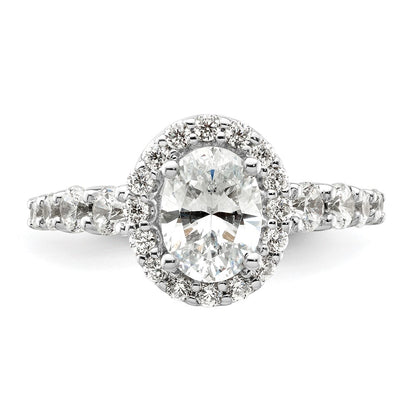 14k White Gold 7/8 carat Lab Grown Diamond VS/SI+ G+ 1 carat Center Oval Semi Mount Engagement Ring