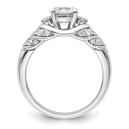 14k White Gold 1/3 carat Lab Grown Diamond VS/SI+ G+ 1 carat Center Round Semi Mount Shared Prong Engagement Ring
