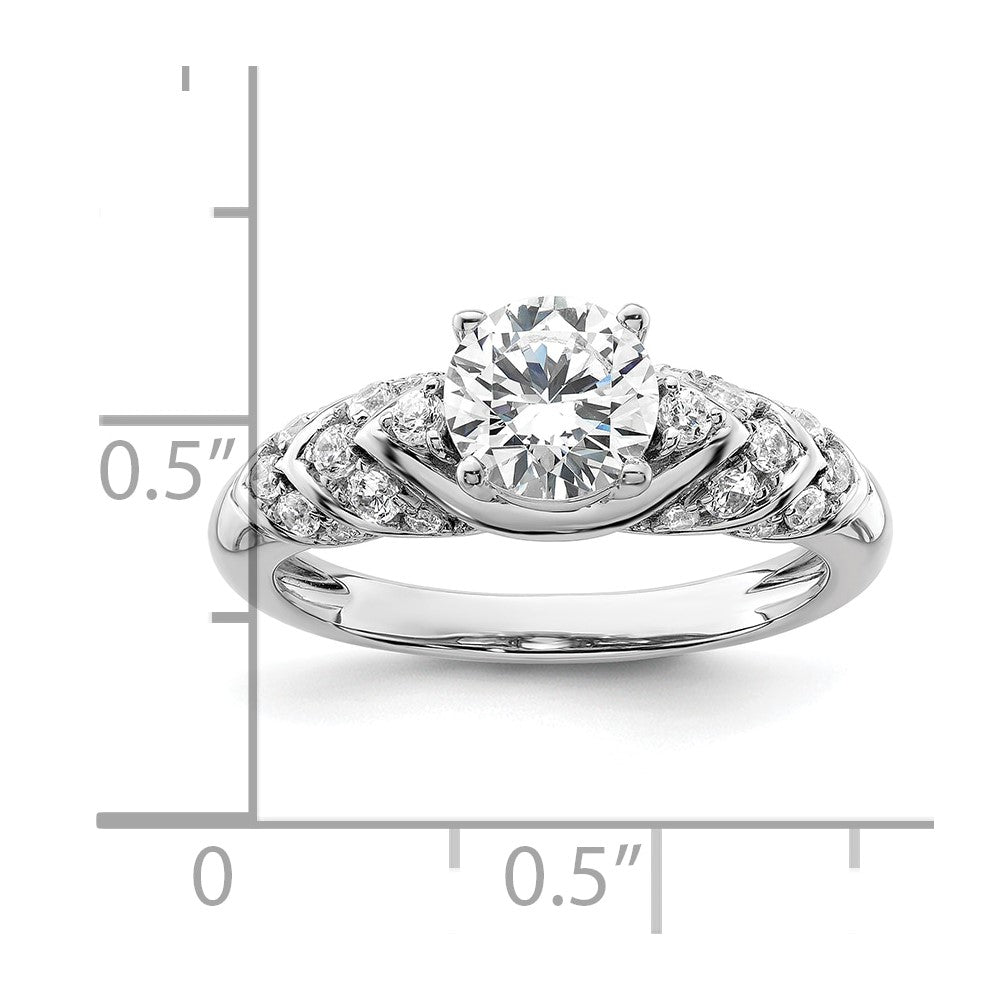 14k White Gold 1/3 carat Lab Grown Diamond VS/SI+ G+ 1 carat Center Round Semi Mount Shared Prong Engagement Ring