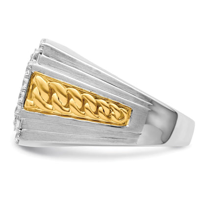 IBGoodman 14k Two-Tone 1 1/2 carat Lab Grown Diamond VS/SI+ G+ Men's Ring