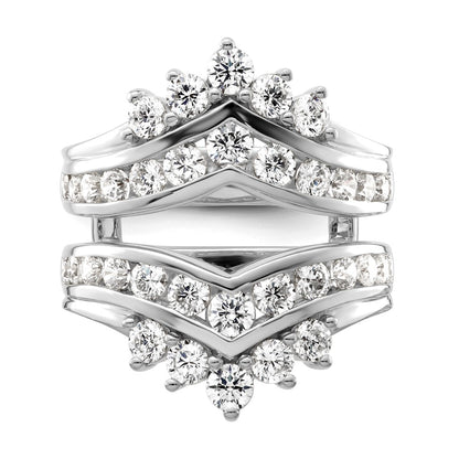 14k White Gold 2 1/3 carat Lab Grown Diamond VS/SI+ G+ Complete Double Row Ring Guard