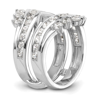 14k White Gold 2 1/3 carat Lab Grown Diamond VS/SI+ G+ Complete Double Row Ring Guard