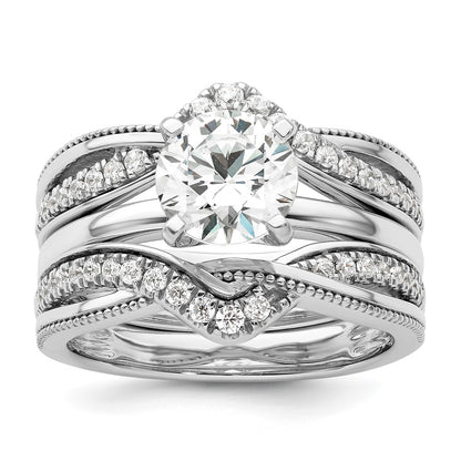 14K White Gold Miligrain Diamond Guard