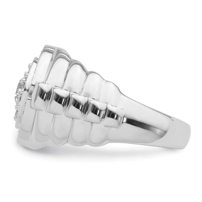 IBGoodman 10k White Gold 1 1/5 carat Lab Grown Diamond VS/SI+ G+ Complete Men's Cluster Ring