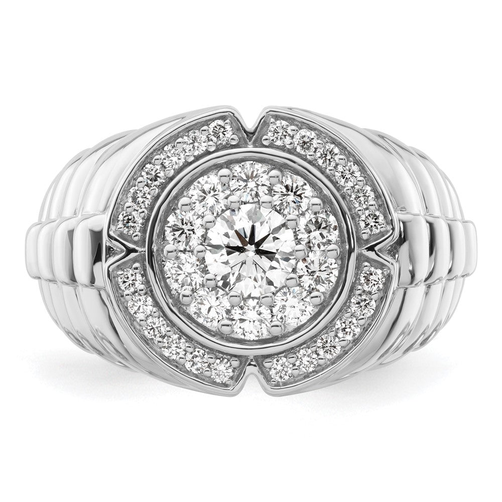 IBGoodman 10k White Gold 1 1/5 carat Lab Grown Diamond VS/SI+ G+ Complete Men's Cluster Ring