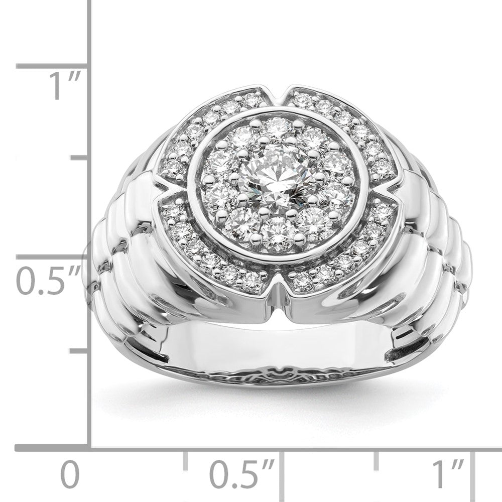 IBGoodman 10k White Gold 1 1/5 carat Lab Grown Diamond VS/SI+ G+ Complete Men's Cluster Ring