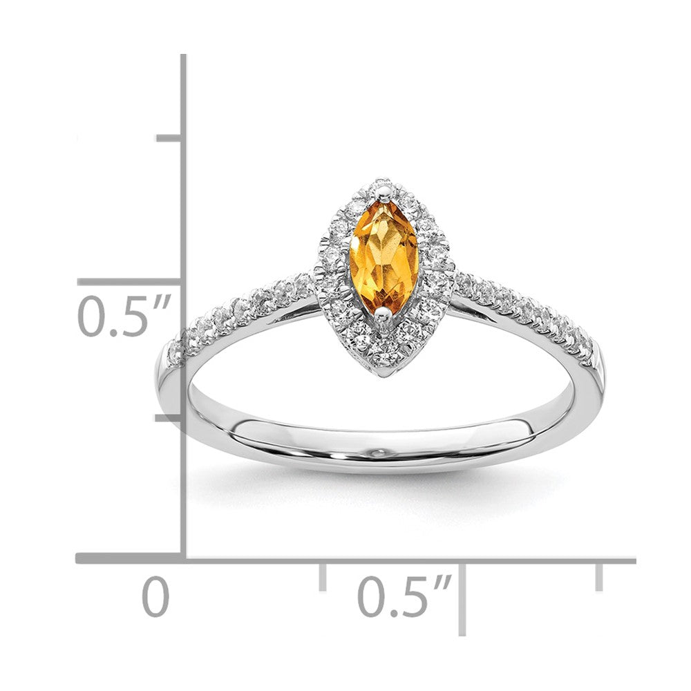 14k White Gold 1/5 carat Lab Grown Diamond VS/SI+ G+ and Citrine November Birthstone Ring
