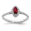 14k White Gold 1/5 carat Lab Grown Diamond VS/SI+ G+ and Lab Created Ruby July Birthstone Ring