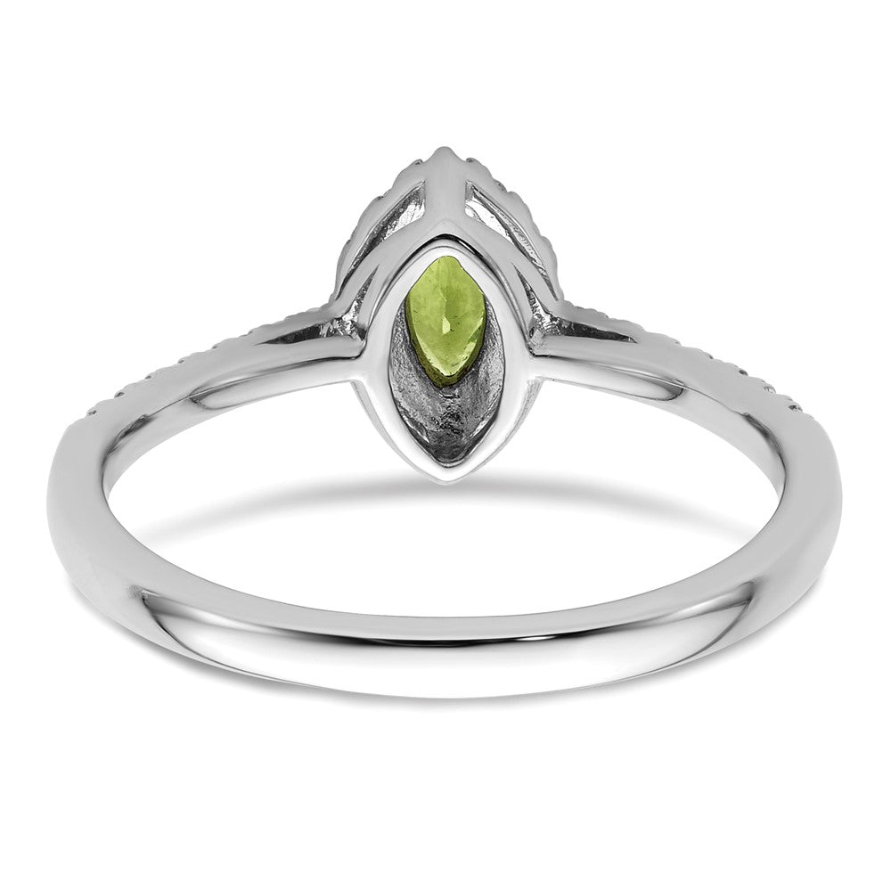 14k White Gold 1/5 carat Lab Grown Diamond VS/SI+ G+ and Peridot August Birthstone Ring