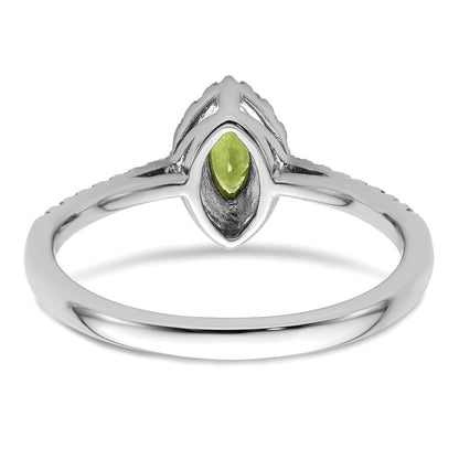 14k White Gold 1/5 carat Lab Grown Diamond VS/SI+ G+ and Peridot August Birthstone Ring