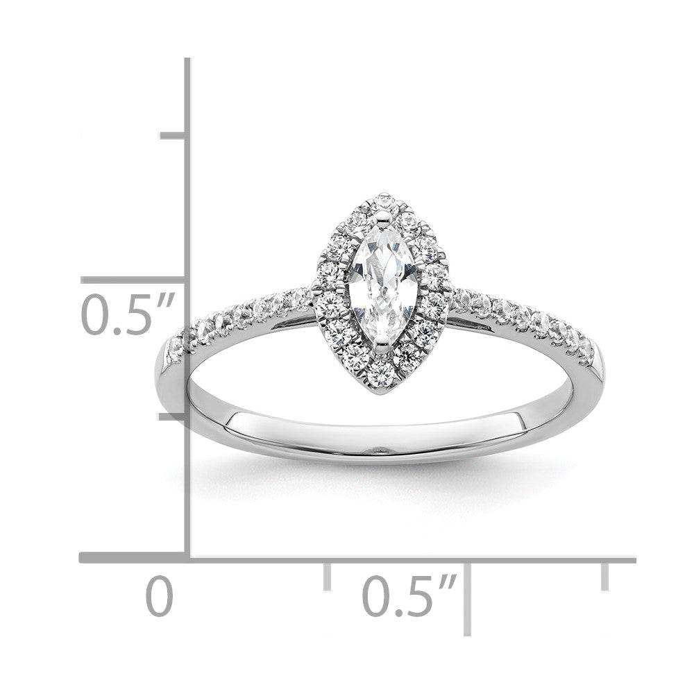 14k White Gold 1/5 carat Lab Grown Diamond VS/SI+ G+ and White Sapphire April Birthstone Ring