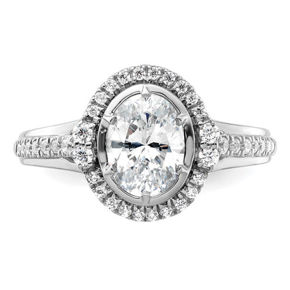 True Origin 14K White Gold 1/3 carat Lab Grown Diamond VS+ F+ Semi-Mount Oval Halo Engagement Ring