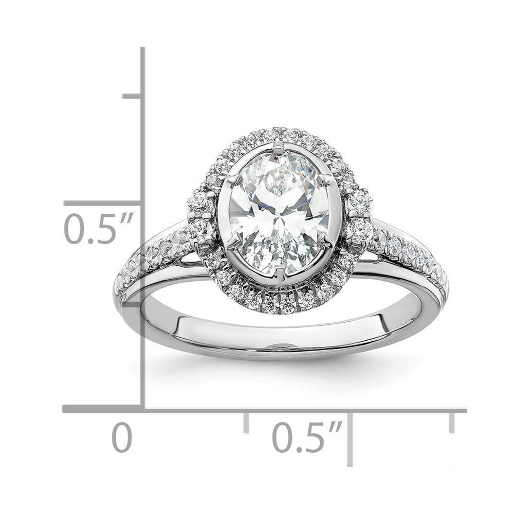 True Origin 14K White Gold 1/3 carat Lab Grown Diamond VS+ F+ Semi-Mount Oval Halo Engagement Ring