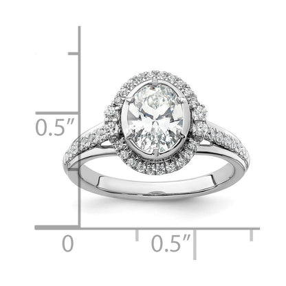 True Origin 14K White Gold 1/3 carat Lab Grown Diamond VS+ F+ Semi-Mount Oval Halo Engagement Ring