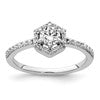 14k White Gold 5/8 carat Lab Grown Diamond VS/SI+ G+ Round Complete Geometric Halo Engagement Ring