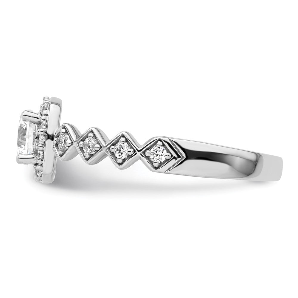 14k White Gold 3/4 carat Lab Grown Diamond VS/SI+ G+ Round Complete Halo Engagement Ring